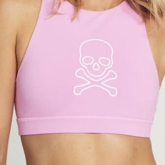 Lululemon x SoulCycle RARE Skull High Neck Pink Sports Bra 8 NWOT